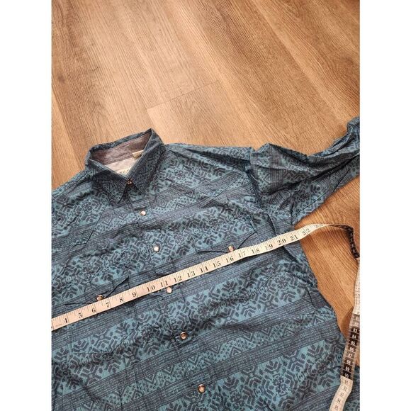 Roper Pearl Snap Southwest design Turquoise  chest pockets Men's Medium cotton - Picture 3 of 8